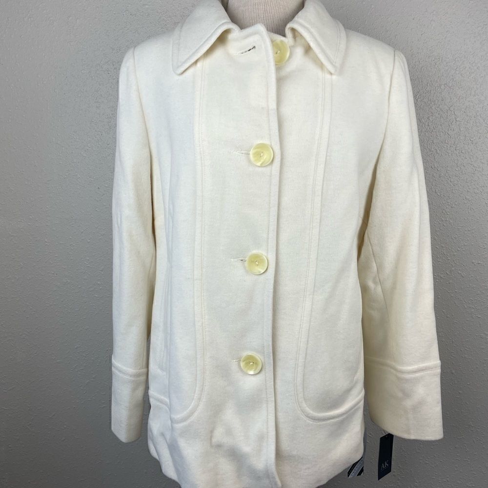 NWT Anne Klein Ivory White Wool Blend Jacket Size M